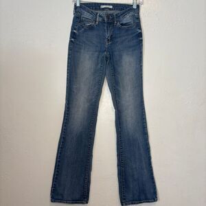 SO Women's‎ Low Rise Favorite Bootcut Medium Wash Sz 0 Denim Y2K Grunge Stretch